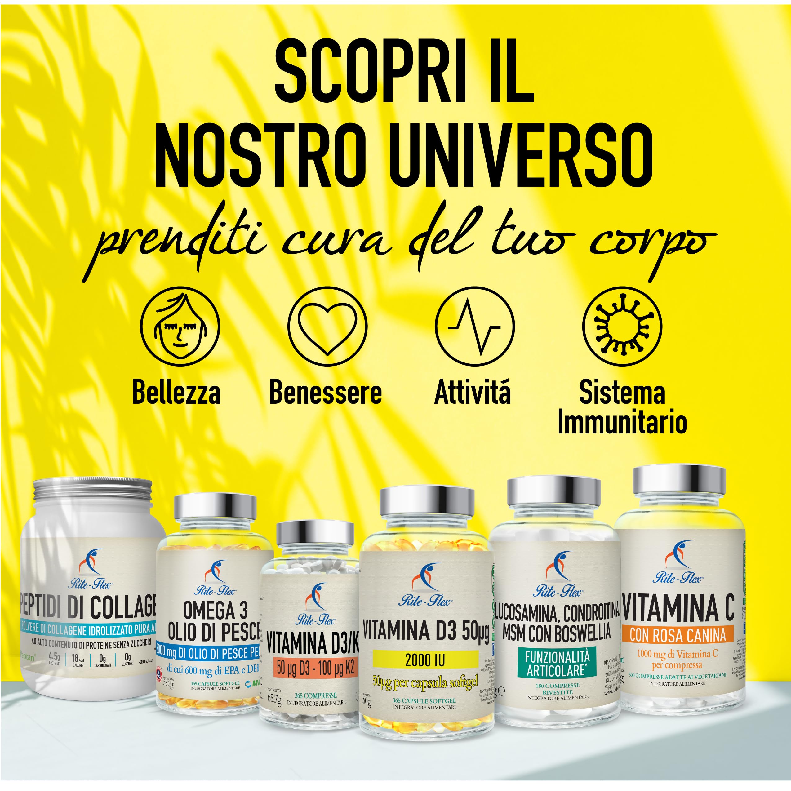 Rite-Flex, Integratore di Vitamina D3 2000 UI (365 Capsule Soft gel)