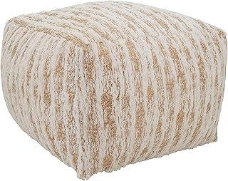 SARO LIFESTYLE Matterhorn Collection Foil Print Faux Fur Pouf, 20