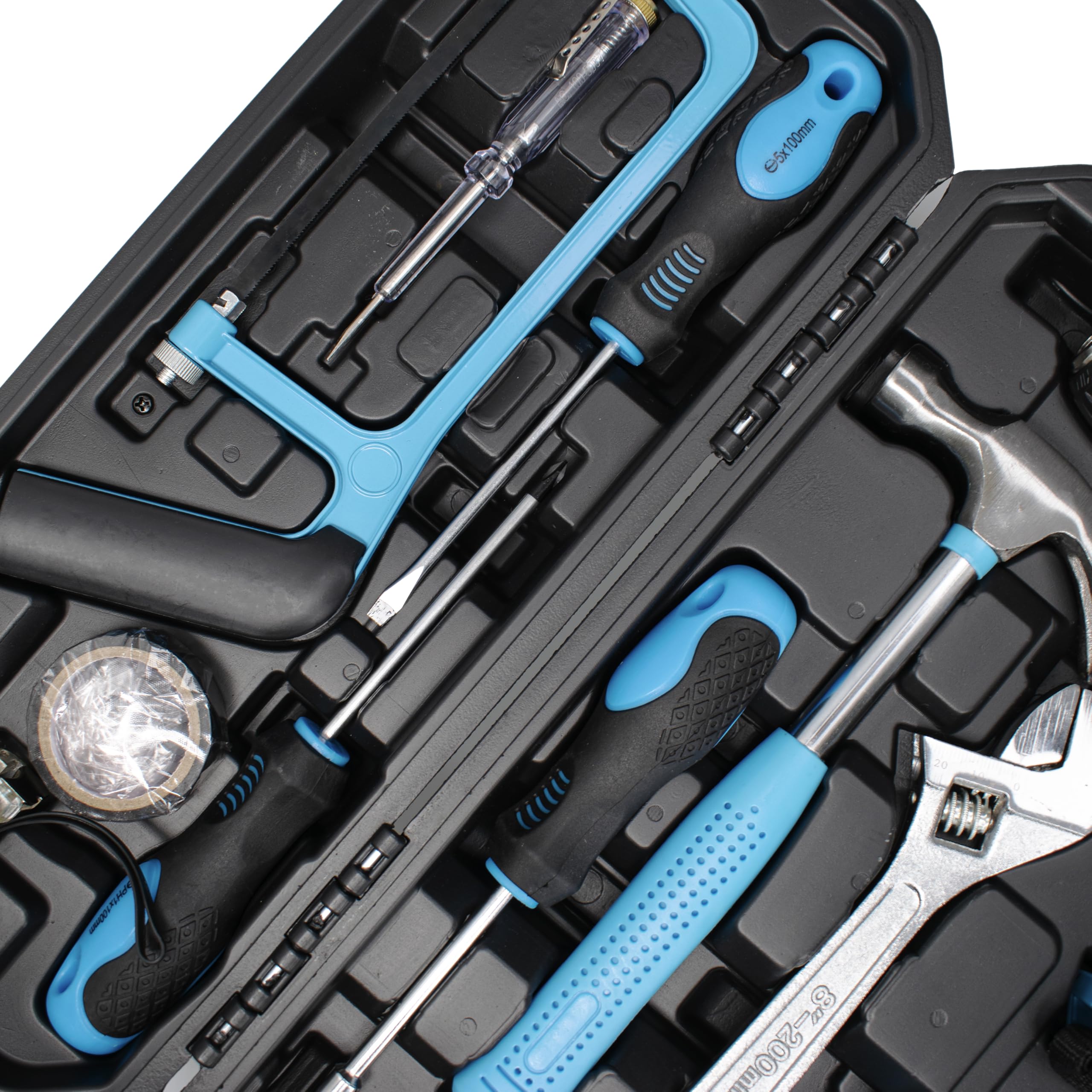 Ferrestock Bricoset FSKTAB101PLUS Taladro percutor 21V a batería con herramientas y accesorios para la mayoria de trabajos del hogar inclye caja de almacenaje