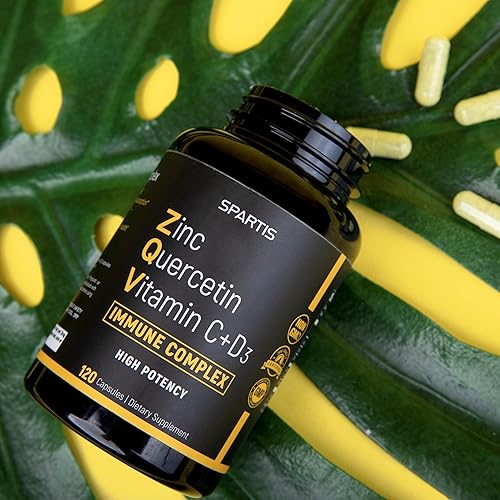 Miniatura 3 de Quercetina de zinc 500 mg con vitamina C Vitamina D3 Bromelina Apoyo Inmunológico Suplemento de Quercetina Zinc de Alta Potencia ZQV (paquete de 1