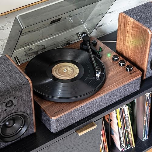 Miniatura 12 de Crosley CR7501A-CL Nocturne - Tocadiscos Bluetooth de 2 velocidades con altavoces estéreo a juego, color carbón