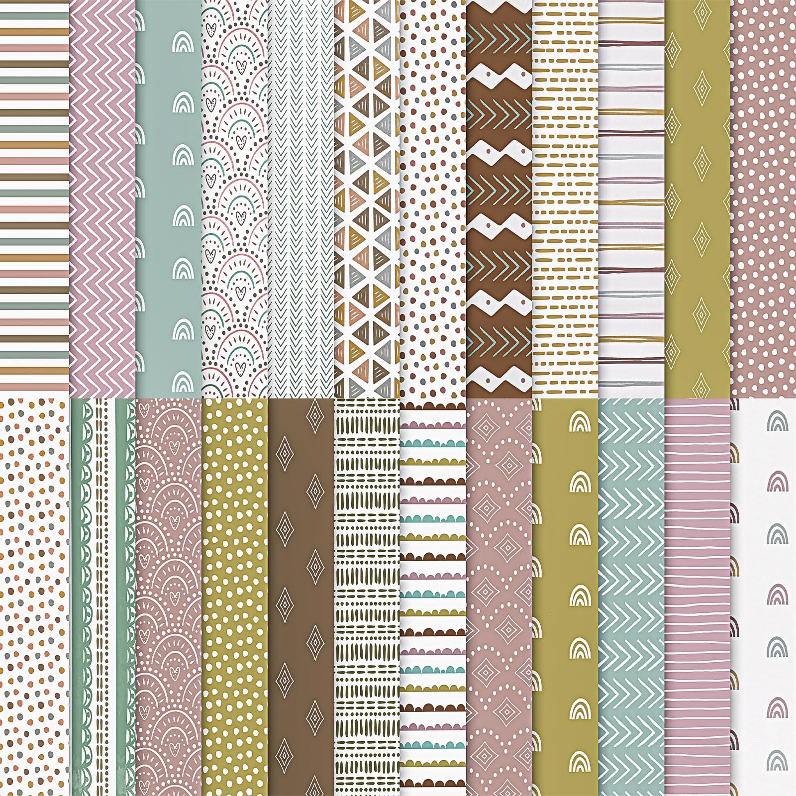 Boho Scrapbook Paper - 24 Sheets 12x12 -13