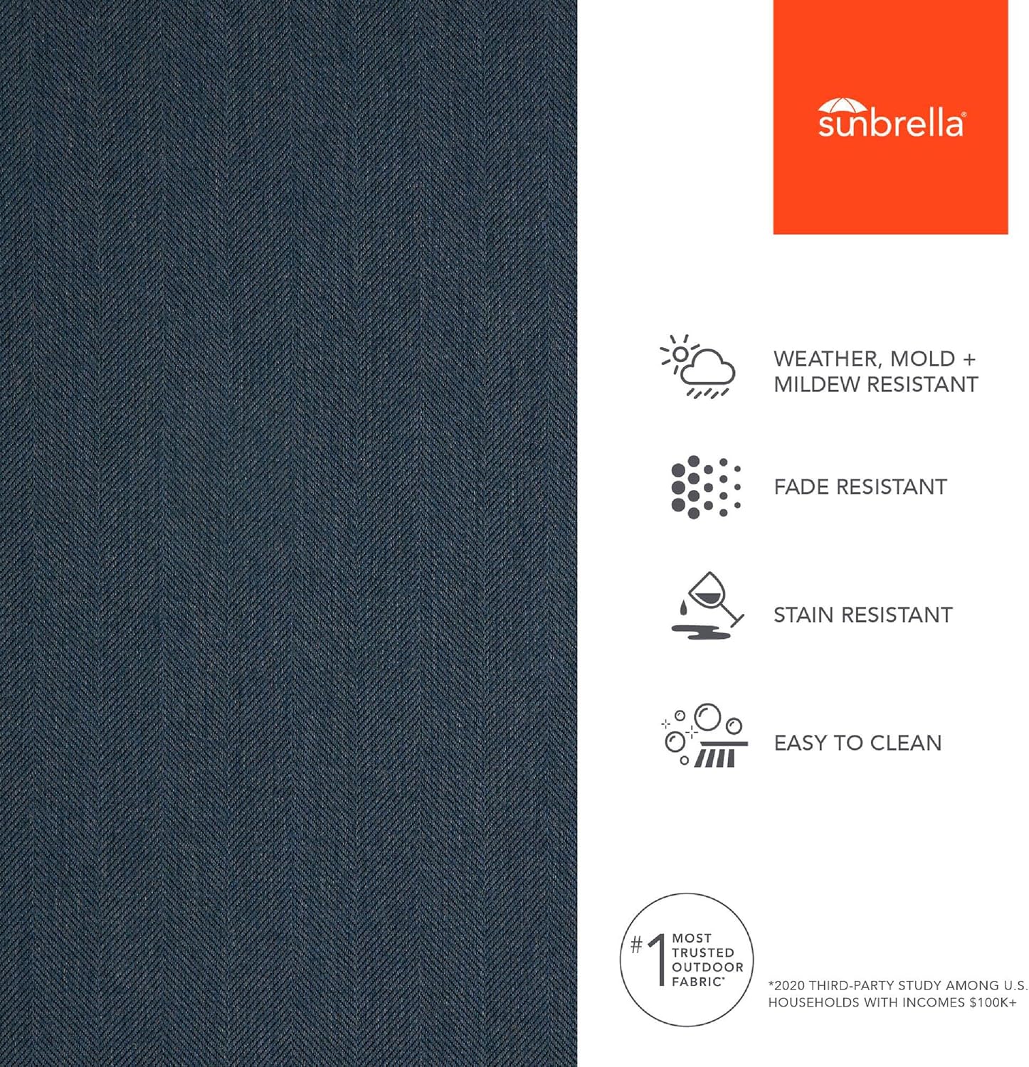 Sunbrella Outdoor Fabric by The Yard | Switch Indigo | Official Sunbrella Seller | Indoor or Outdoor Upholstery Fabric for Chairs, Cushions, Drapery, Pillows, Furniture