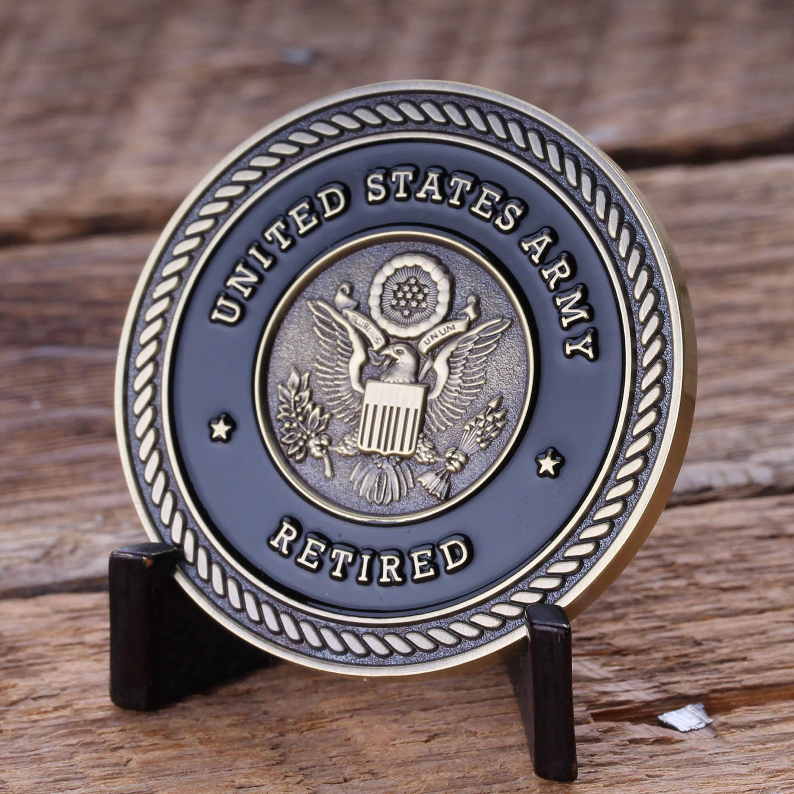 US Army Retirement Gift US Army Retired Challenge Coin - Antique