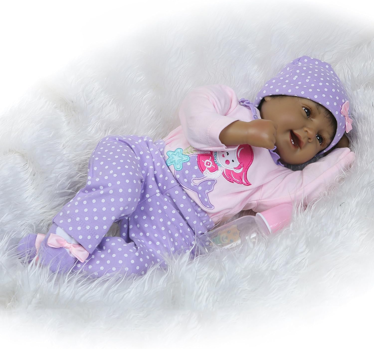 🔥 Flash Sale Reborn Baby Dolls African American Black Baby Realistic Silicone Vinyl 22 Inches Handmade Weighted Cute
