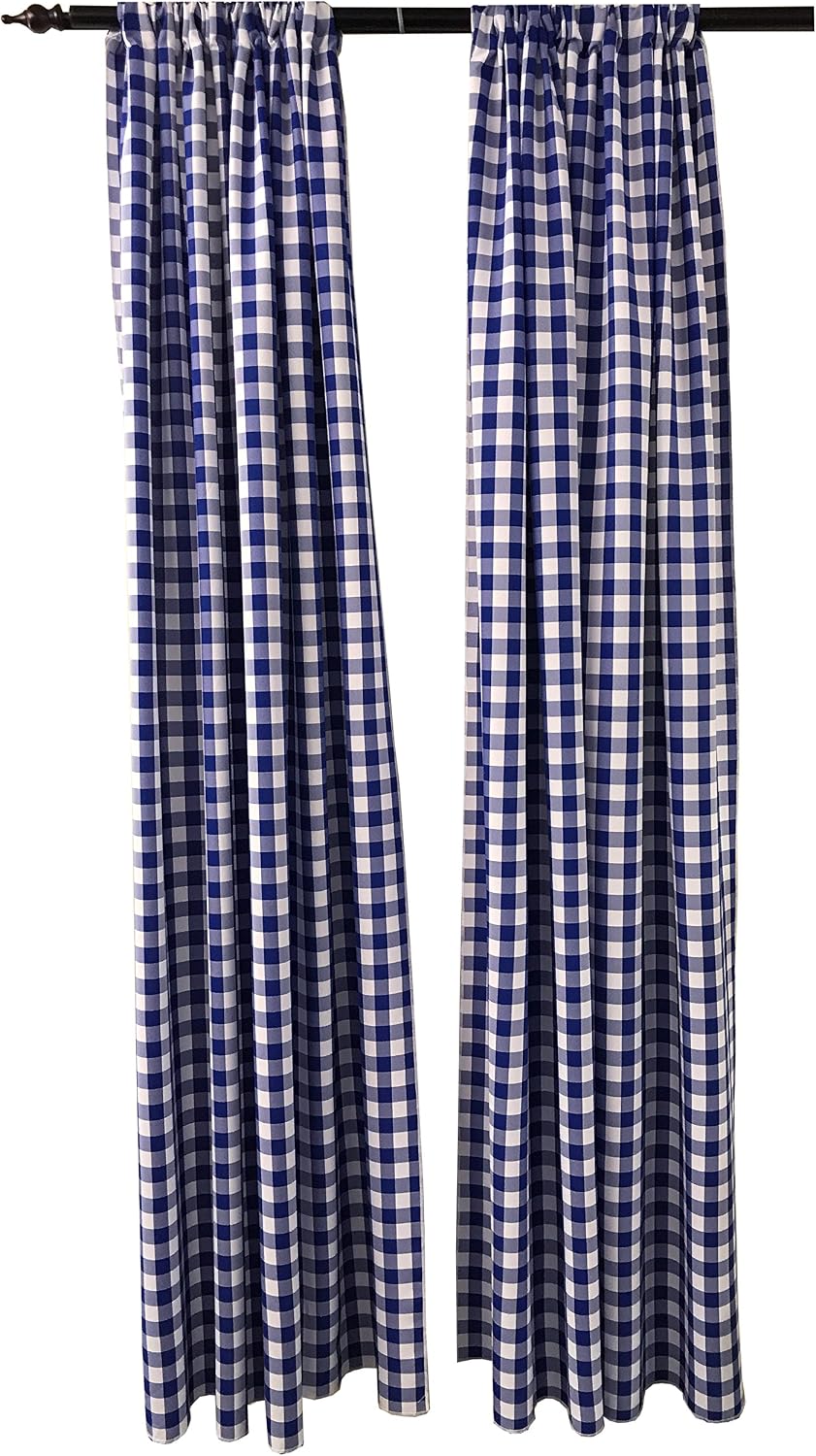LA Linen Polyester Gingham Checkered Backdrop 58 by 96-Inch, Orange/White, 2 Peice