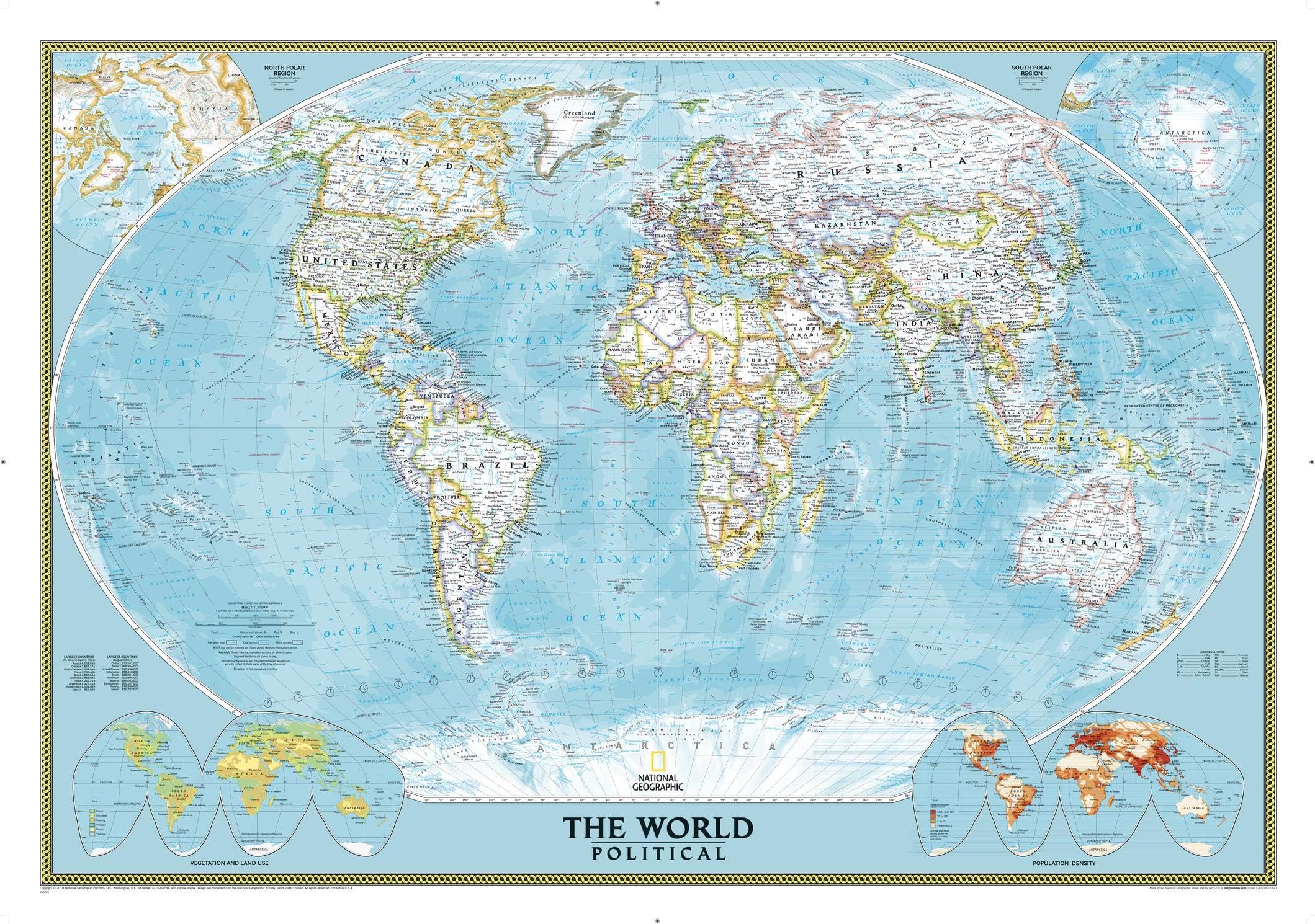 National Geographic World Wall Map - Classic (43.5 x 30.5 in) (National Geographic Reference Map)