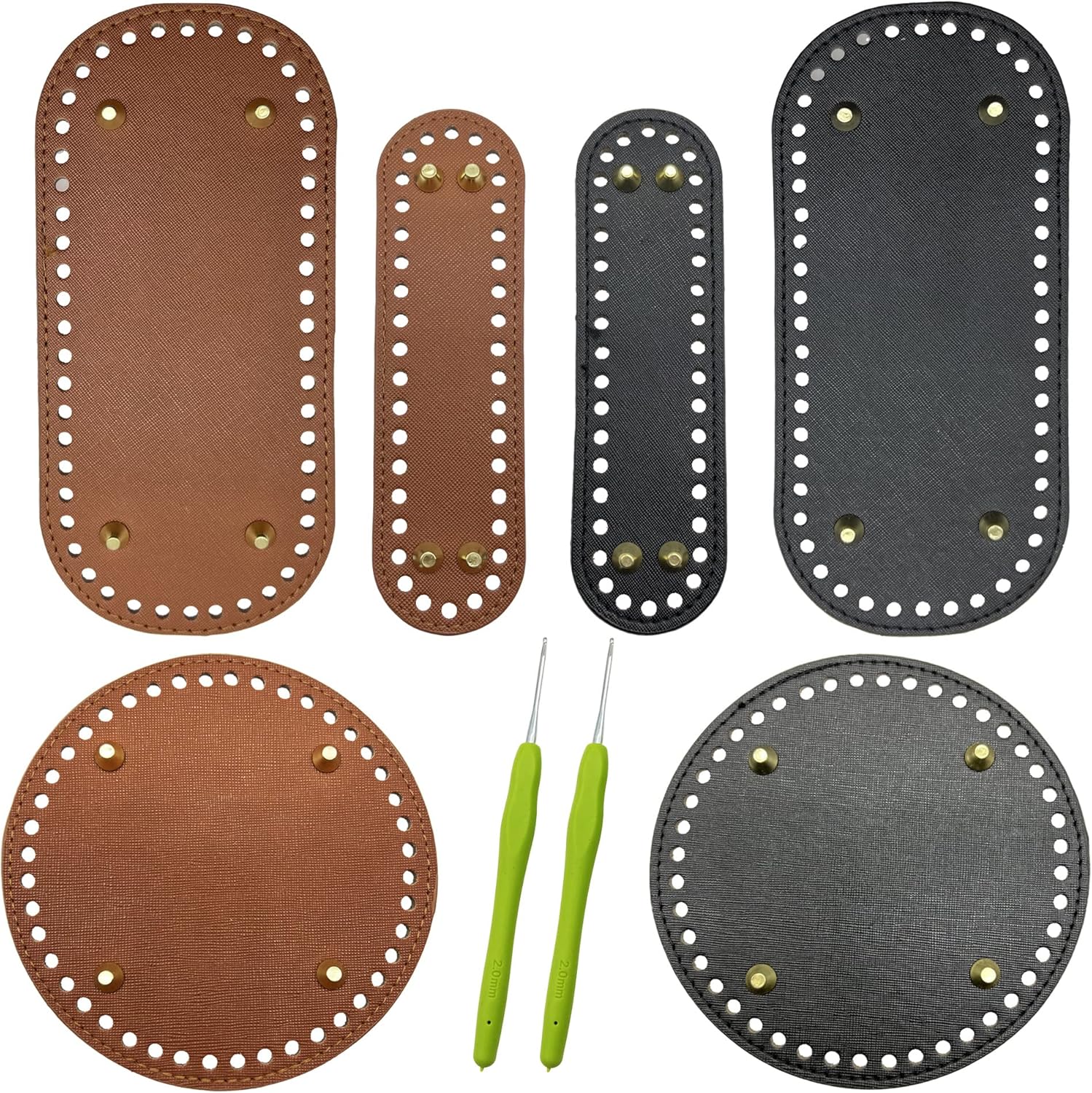 Yayatty 6 Pcs PU Leather Bag Bottom Oval Knitting Crochet Bags Bottom Shaper with Holes for DIY Handbag Shoulder Bags Purse Making Supplies