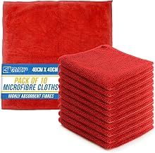 Microfiber Cleaning Cloth, Large Size 40x40cm, Super Absorbent Lint Free Microfibre Cloths Cleaning for Home, Kitchen, Surface, Mirrors, Bathrooms, Motorbike, Car (Red, 10)