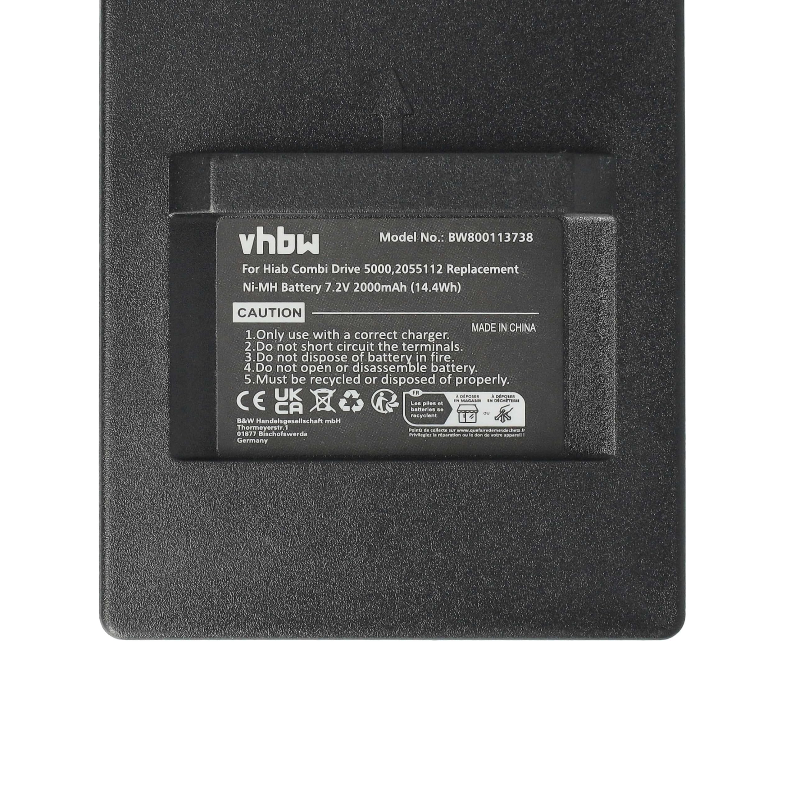 vhbw Akumulator 2 x kompatybilny z Hiab HiDrive 4000 Pilot Przemysłowy (2000 mAh, 7,2 V, NiMH) - Czarny