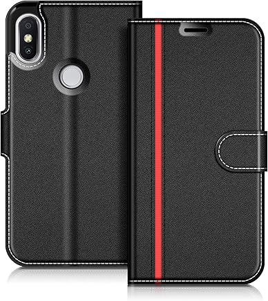 COODIO Funda Xiaomi Redmi S2, Funda Cuero Xiaomi Redmi S2, Funda Cartera Xiaomi Redmi S2 Case con Magn?tico/Billetera/Soporte para Xiaomi Redmi S2, Negro/Rojo
