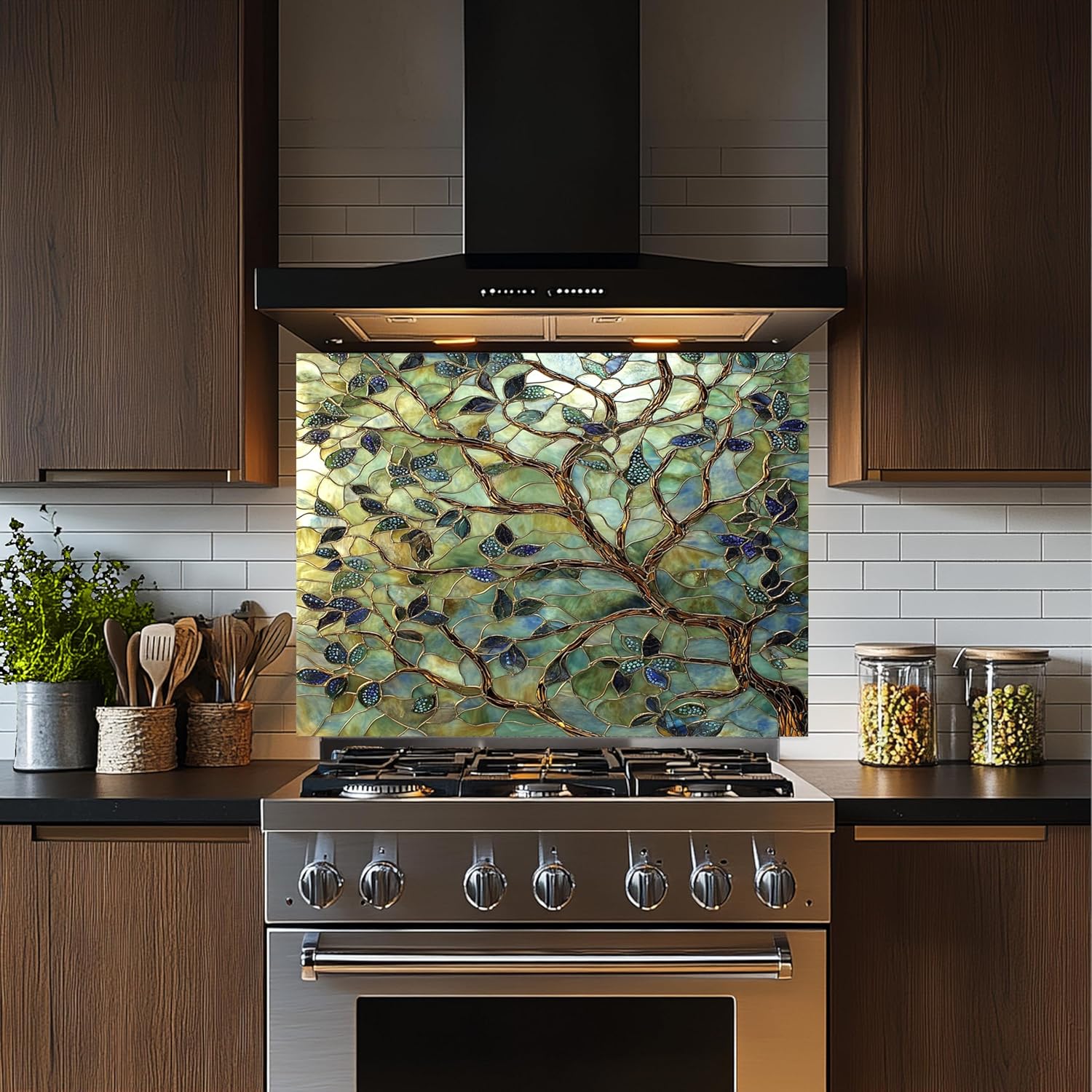 Tempered Glass Backsplash, Kitchen Backsplash Behind Stove, Glass Backsplash for Kitchen, Chopping Board, Stained Effect Decor