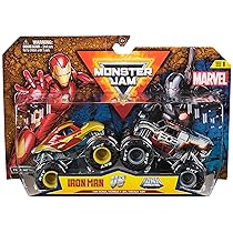 Monster Jam, Monster Truck die-cast ufficiali Marvel Iron Man Vs. War Machine, in scala 1:64, giocattoli per bambini e bambine dai 3 anni in su