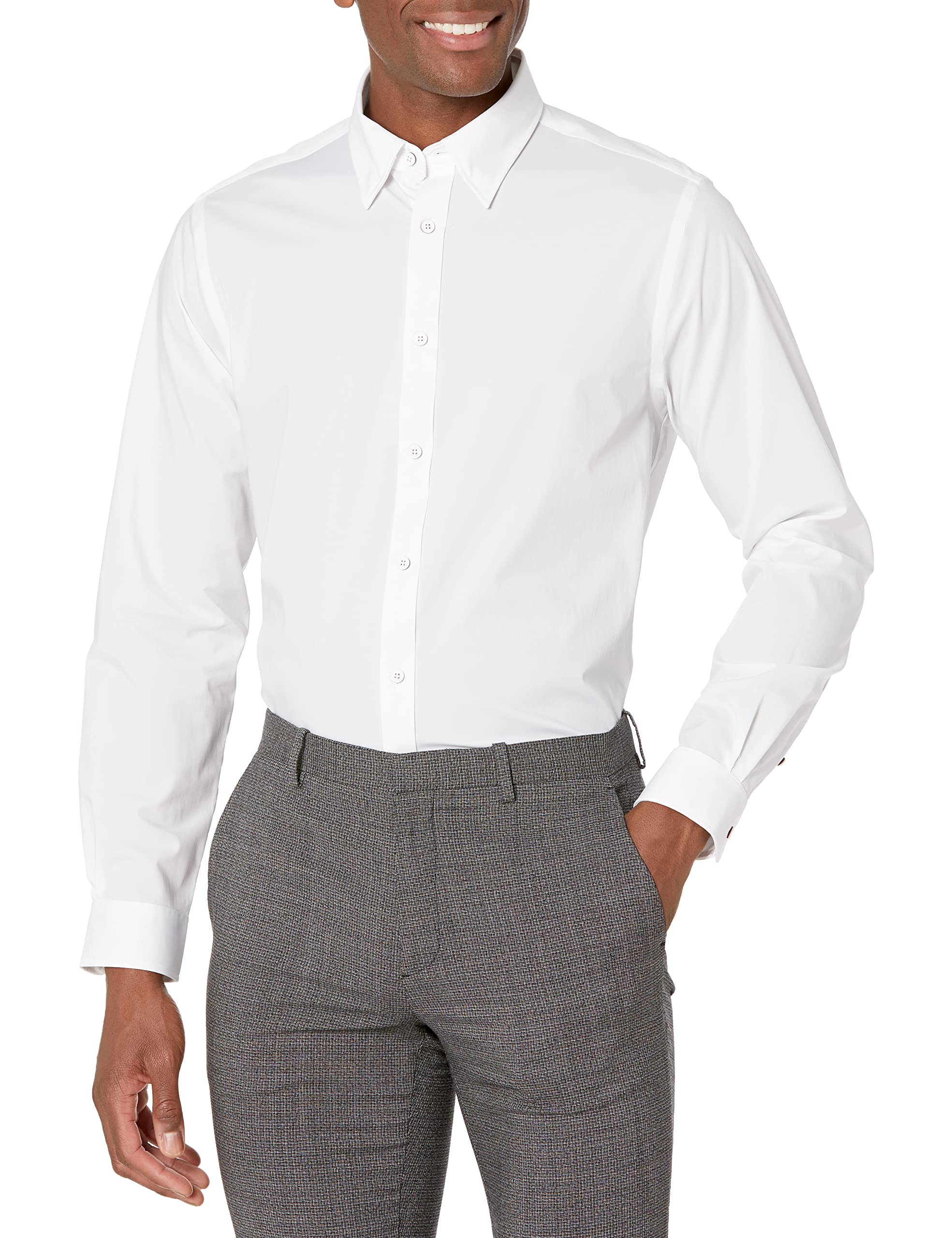 athletic fit dress shirts amazon AMAZON BUTTONED DOWN NWT MENS 16 LARGE SLIM TALL 37 DRESS SHIRT PINK COTTON LUX