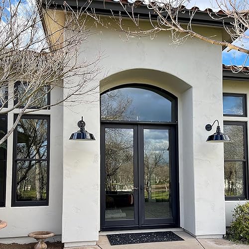 Miniatura 5 de Steel Lighting Co. Redondo - Luz de granero  Montaje en pared al aire libre  Cúpula de 20 pulgadas  Cuello de cisne ascendente  Luz grande de