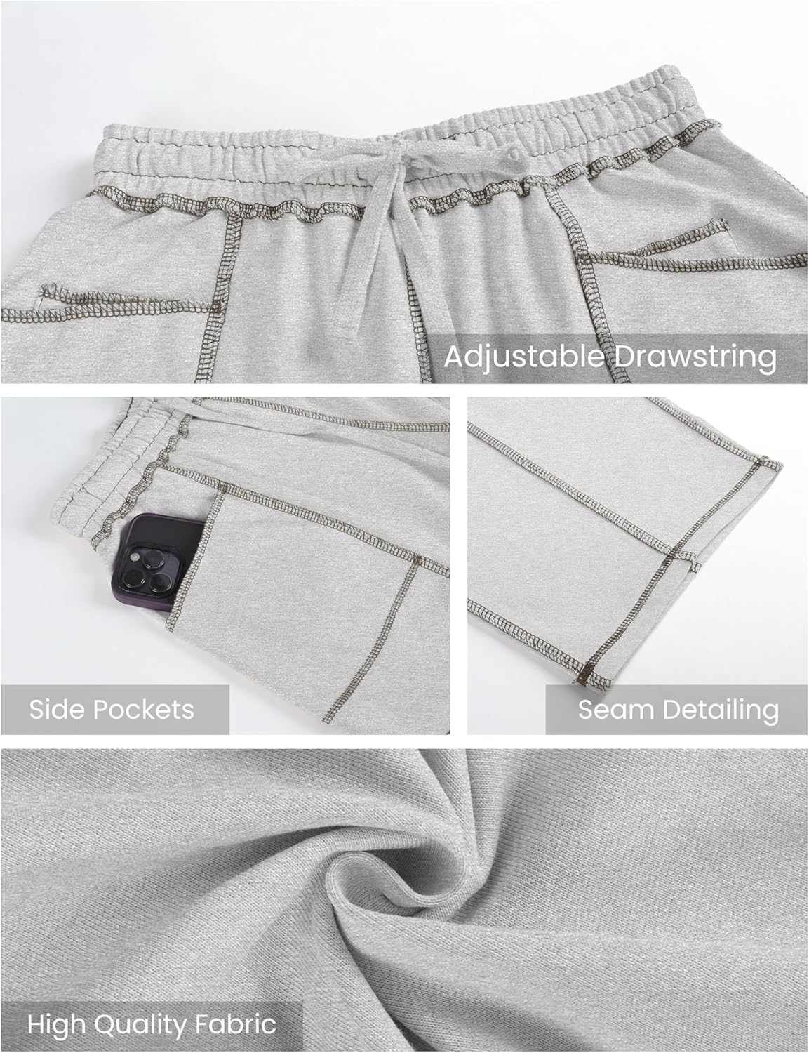 Athlisan Womens Baggy Barrel Pants Wide Leg Lounge Drawstring Sweatpants with Pockets - Image 6