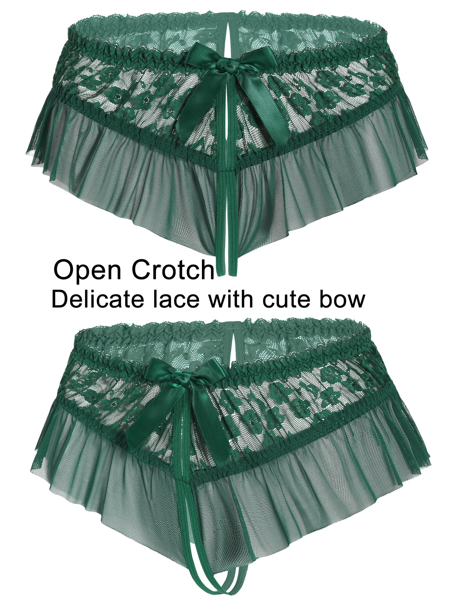 Avidlove Sexy Panties for Women Bikini Underwear Floral Lace Briefs with Cute Bow Center 1-4 Pack: Green X-Large