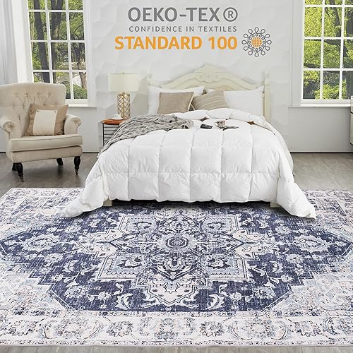 Miniatura 6 de Alfombras para sala de estar, alfombra bohemia de 5 x 7 pies para dormitorio, alfombra lavable para interiores, alfombra envejecida, suave,