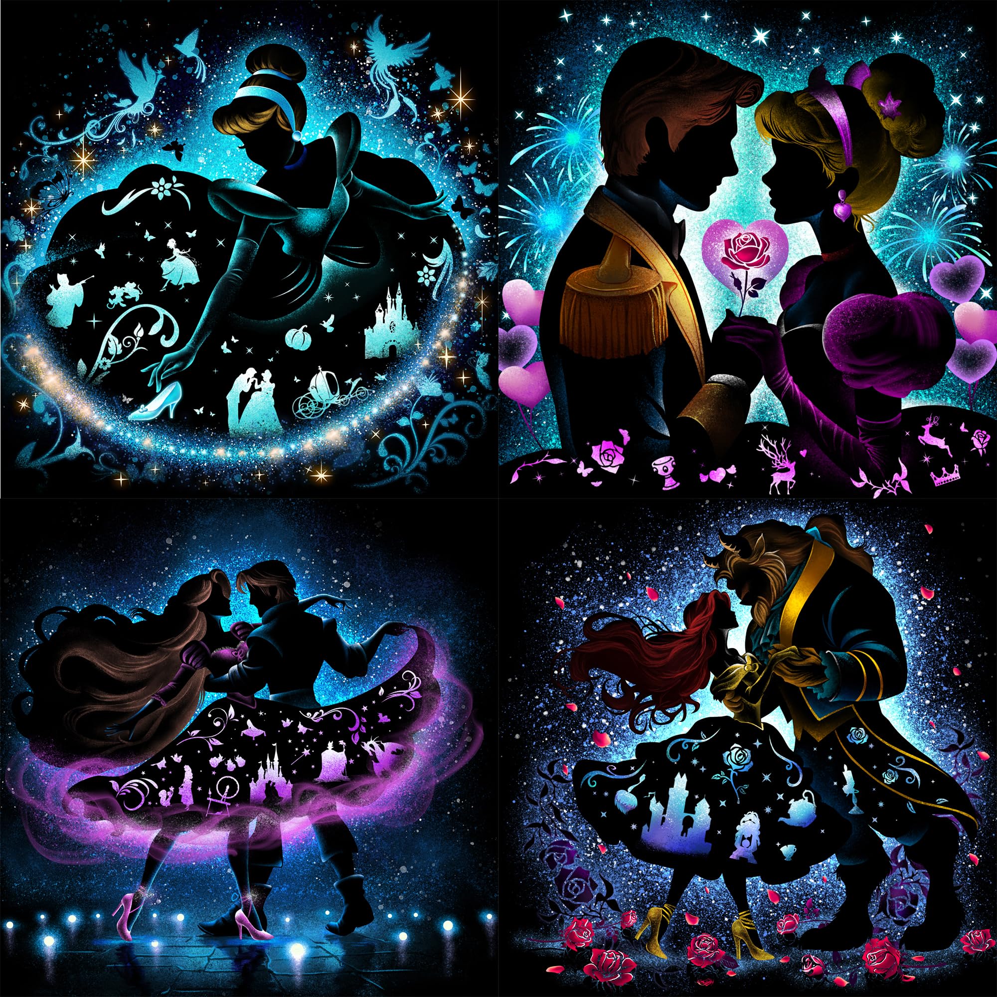 KEYRANKE 4 Pack Disney Diamond Art Kits Adults, Diamond Painting Disney Kits