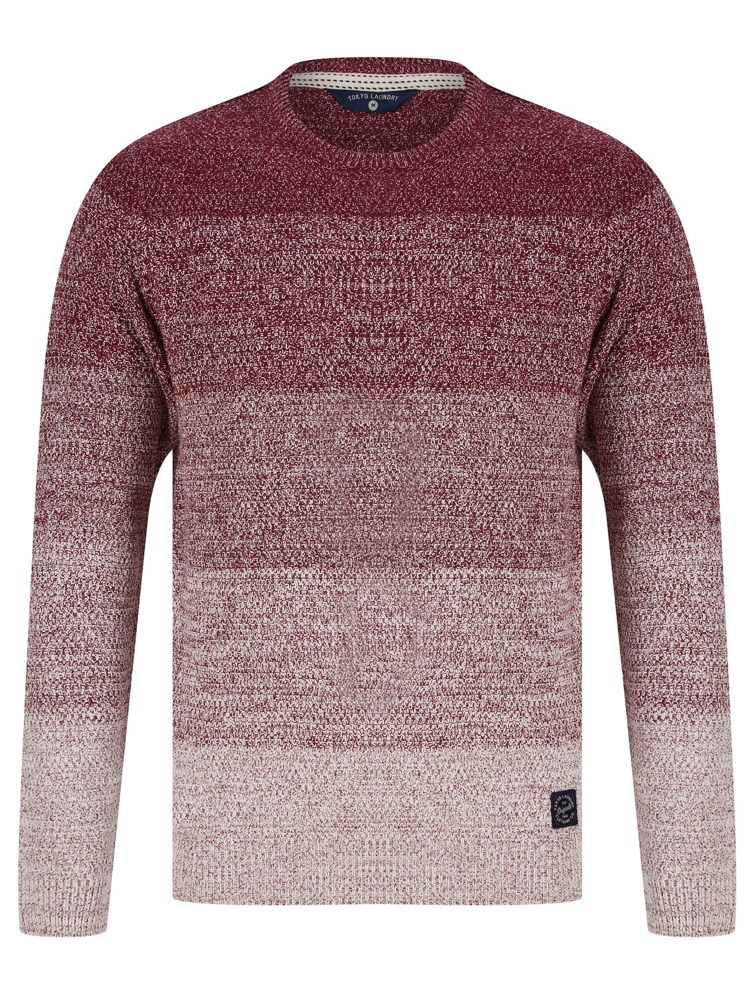 Tokyo Laundry Men's Claret Dusen Graduated Colour Block Cotton Rich Knitted Jumper