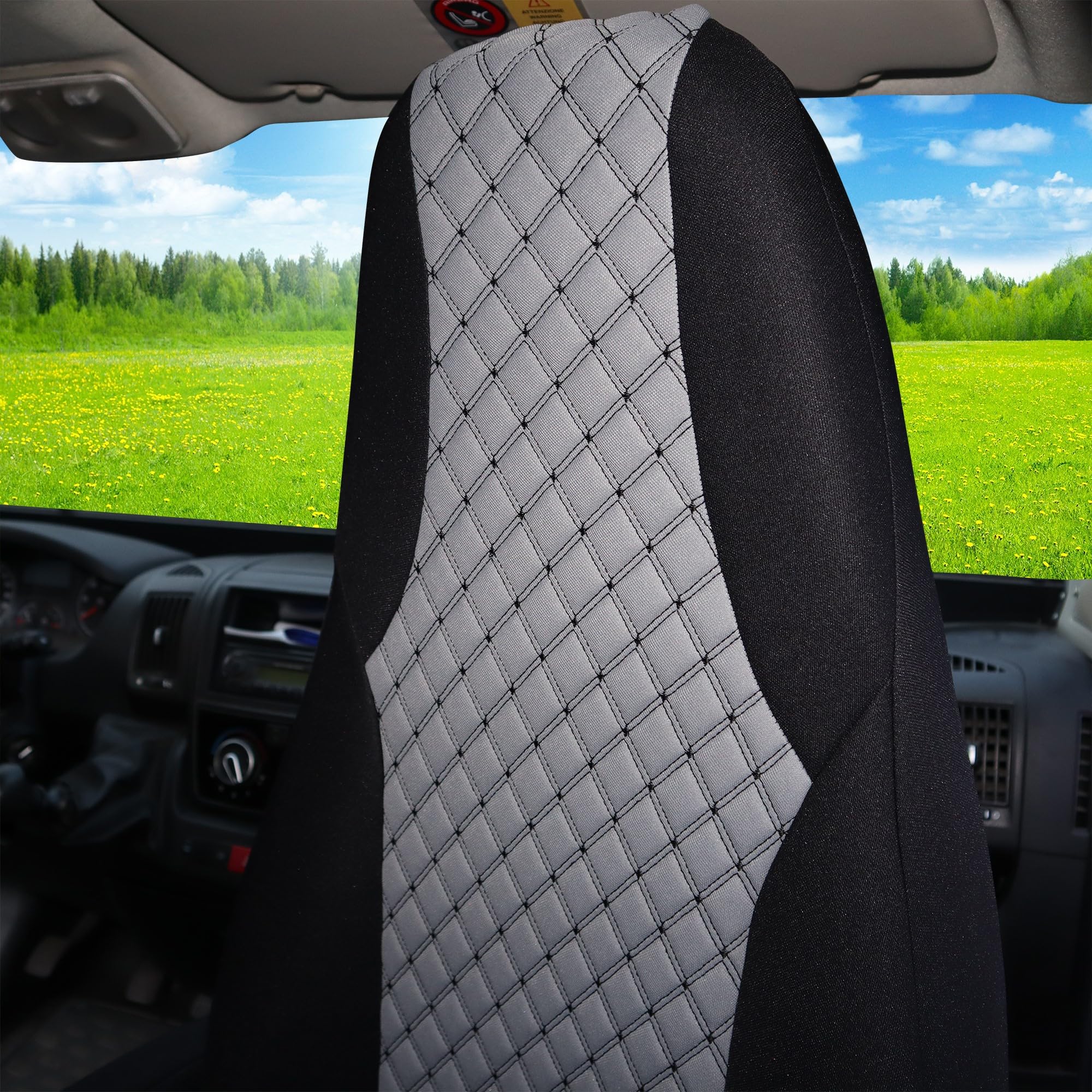 Coprisedili Bremer Per Pilota Camper Hymer Ducato, Set Di 2 Con Braccioli, Nero, Adatti Per Airbag E Sedili Riscaldati, Modello WMS704 - copertina