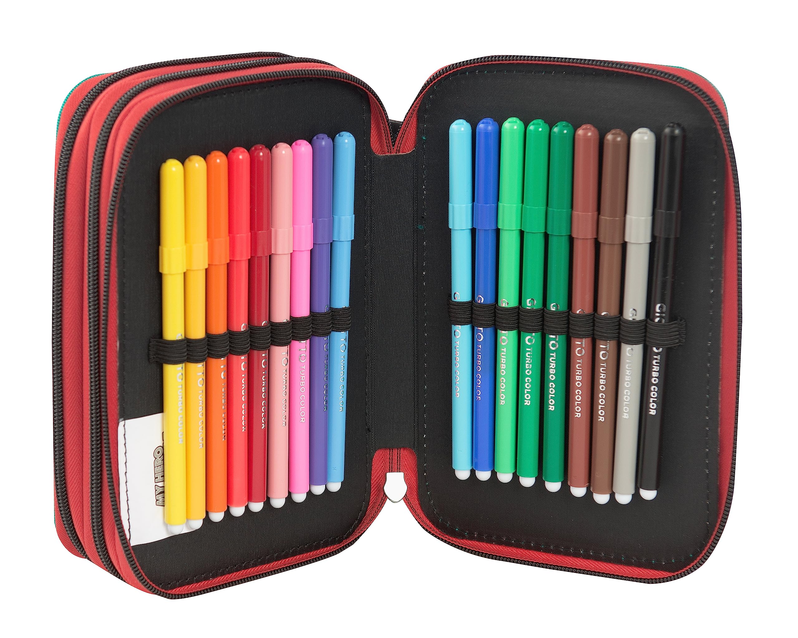 MY HERO ACADEMIA - Astuccio 3 Scomparti Bambina e Bambino con Cancelleria Scuola Integrata e Vani Portapenne + Penna Cancellabile Frixion - Astuccio Scuola Organizer Grande, Nero/Verde 20x12Hx7