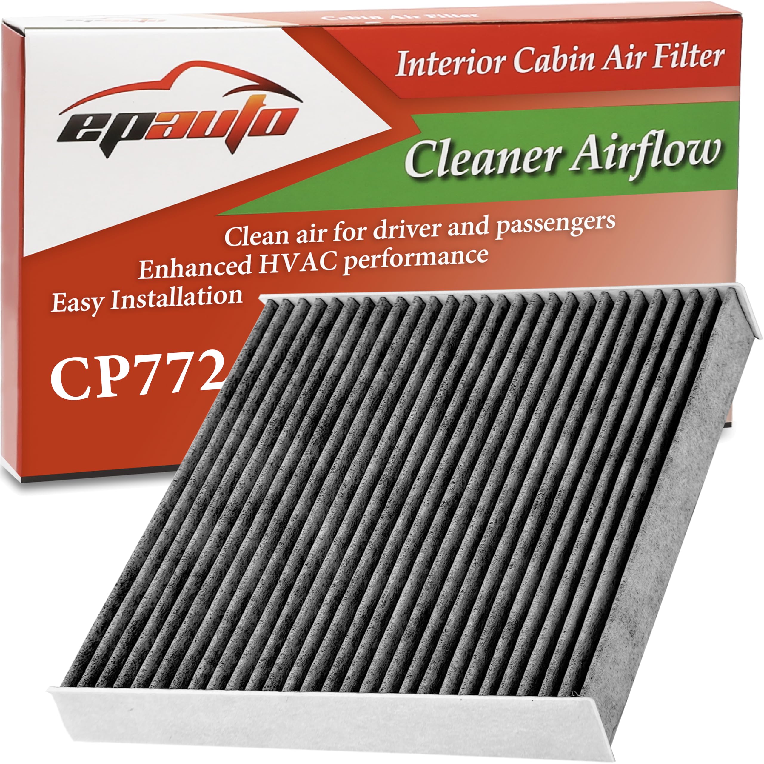 EPAuto CP772 (CF12772) Cabin Air Filter with Activated Carbon, Replacement for Ford Bronco, Bronco Sport, Escape, Explorer, Maverick, Mustang Mach-E,