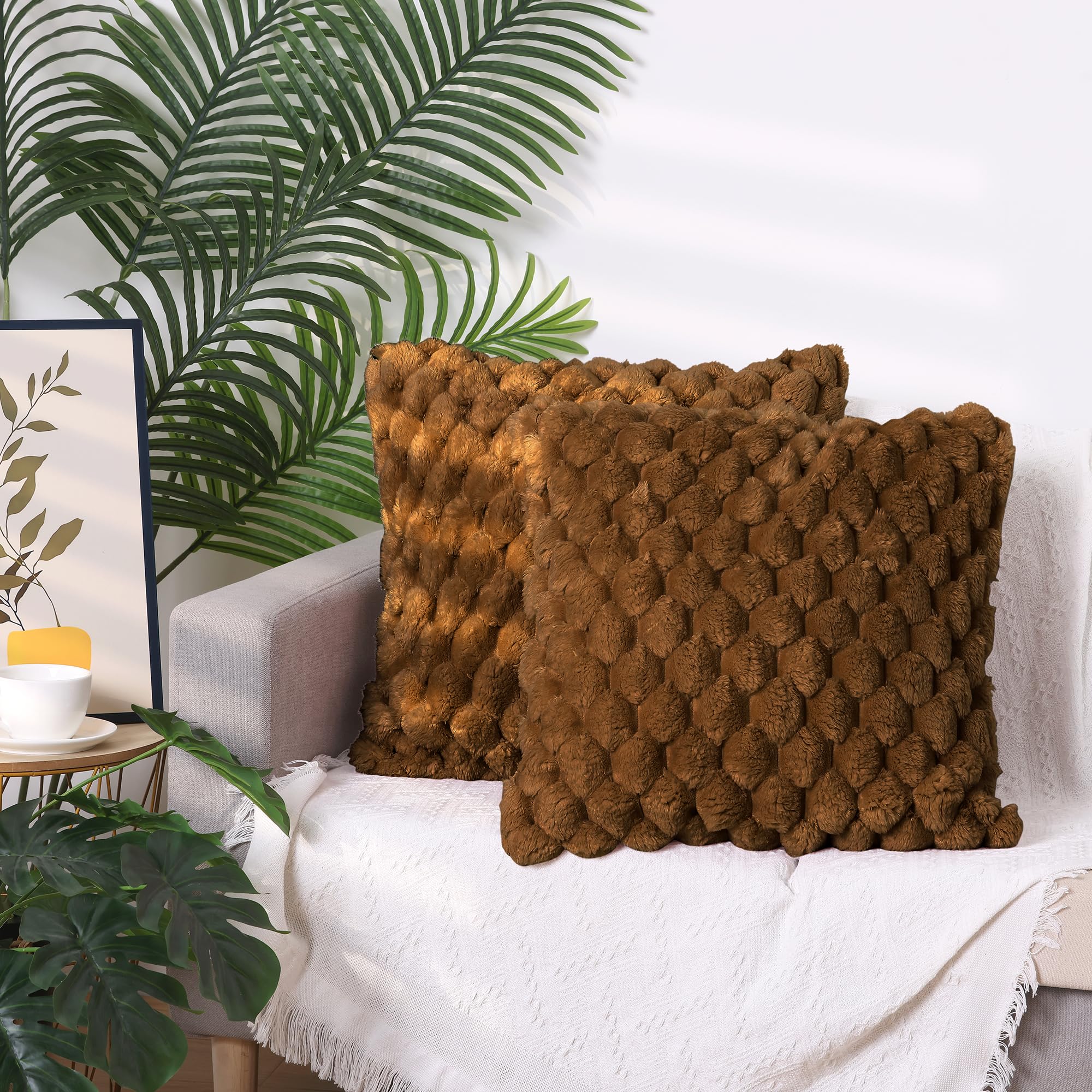 Uxcell Kissenbezüge Aus Kunstfell – 2er Set, 50x50 Cm, Weich & Flauschig | Mit Unsichtbarem Reißverschluss, Grün
