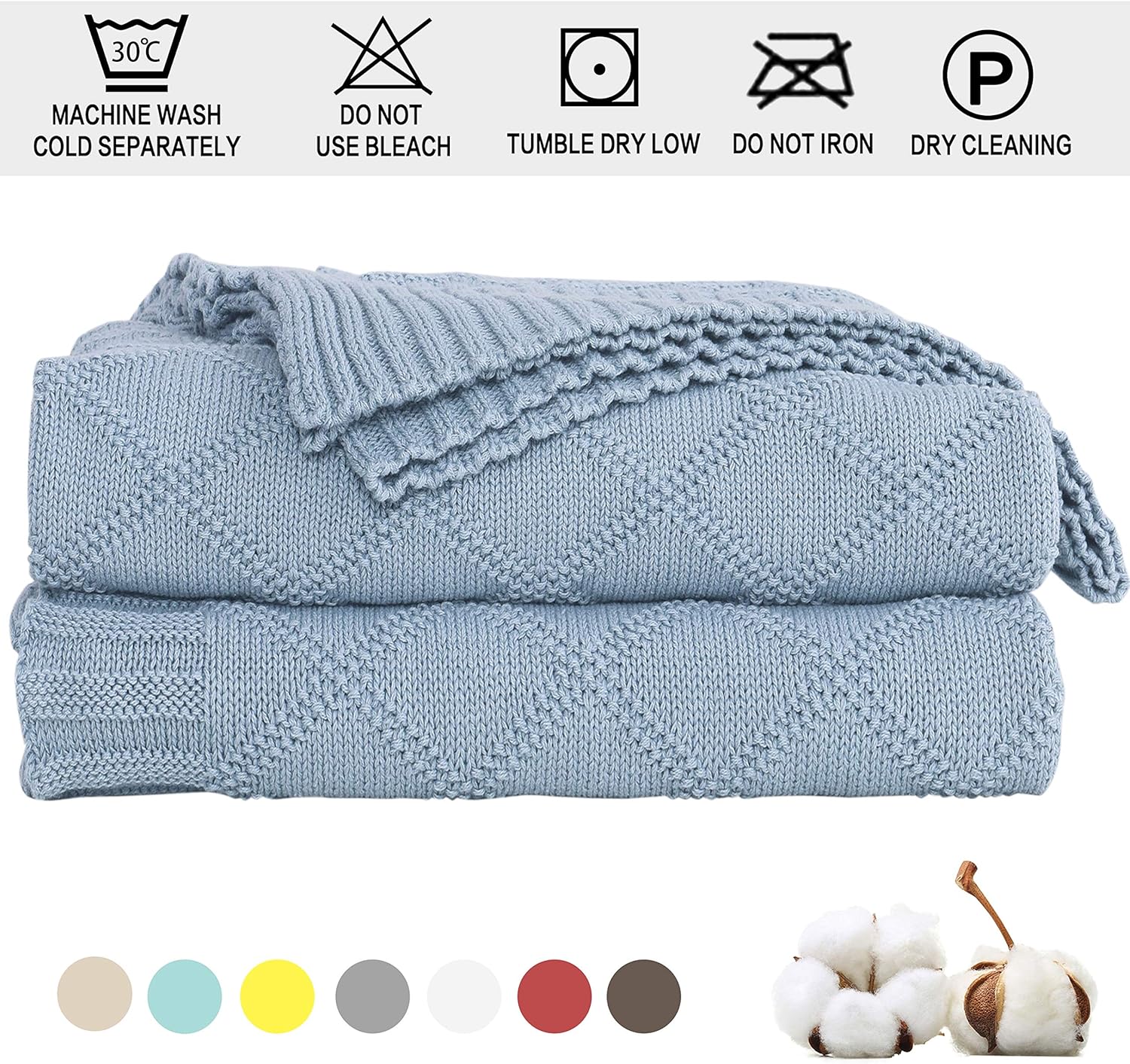 Soft Throw Blanket, Bed Knit Throw Blanket for Couch Chairs Home Decorative 51x70in,Pale Blue