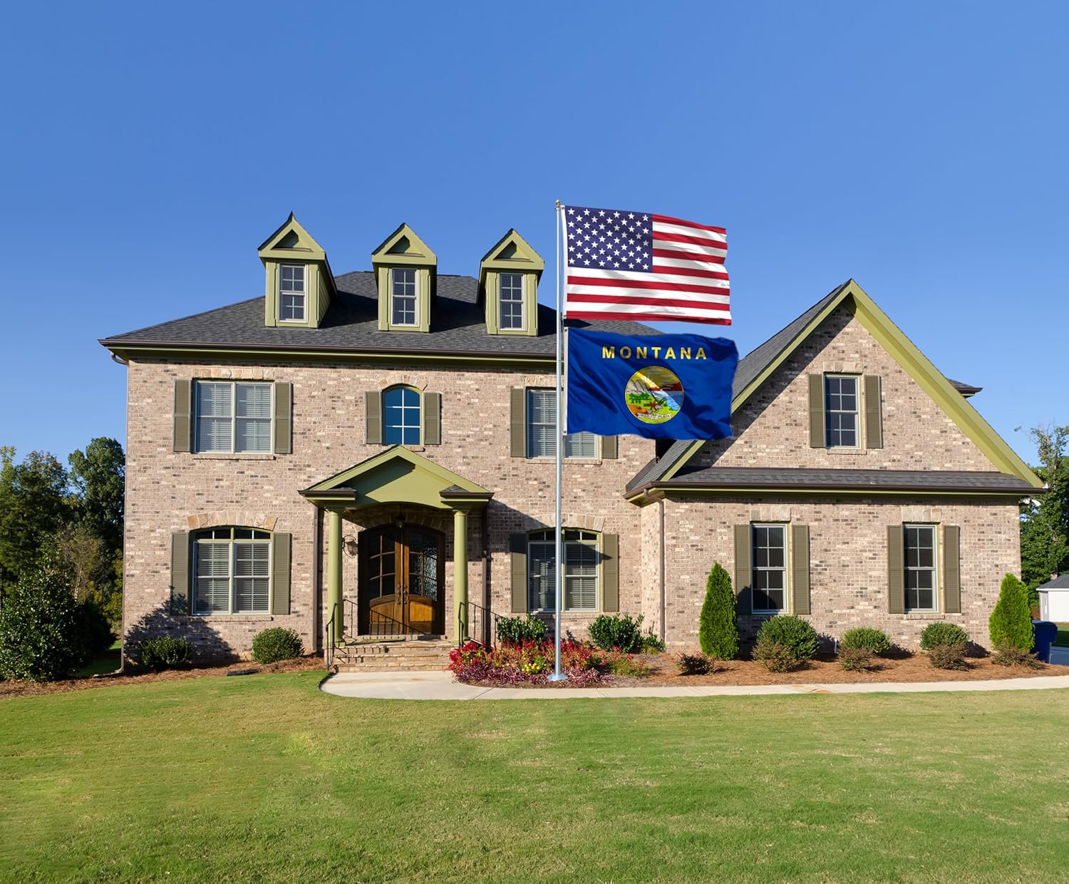 Double Sided Montana State Flag 3x5FT MT Flag Polyester Vivid Color Fade Resistant With 2 Brass Grommets For Montana Themed Festival Events Party Decoration Indoor Outdoor (MT, 3x5FT 3ply)