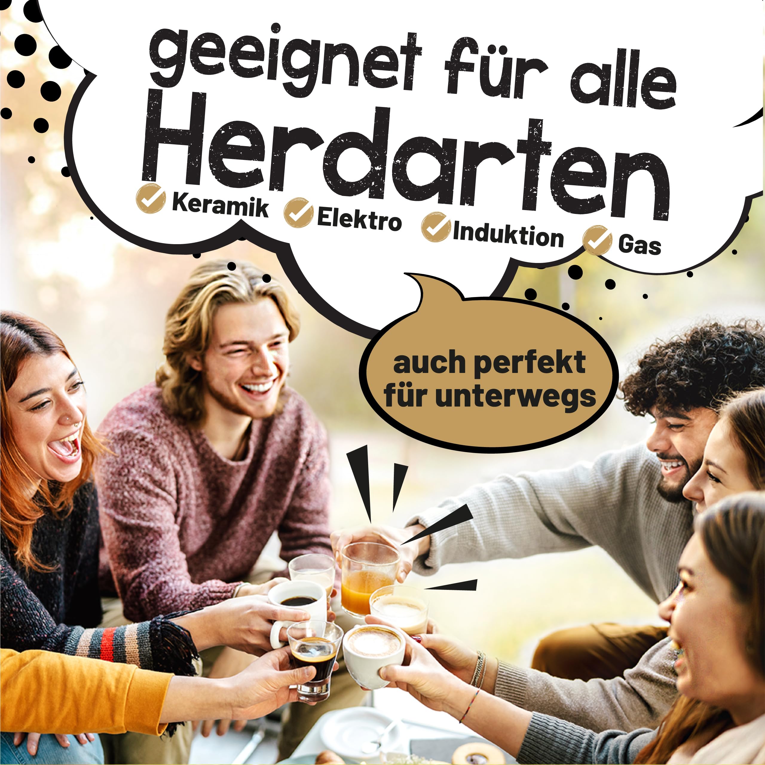 Morgenheld STYLE Espressokocher Edelstahl 6 Tassen (300 ml) – induktionsgeeignet, für alle Herdarten – Mokkakanne mit Spülmaschinen-Einsatz – auch für Camping & Outdoor