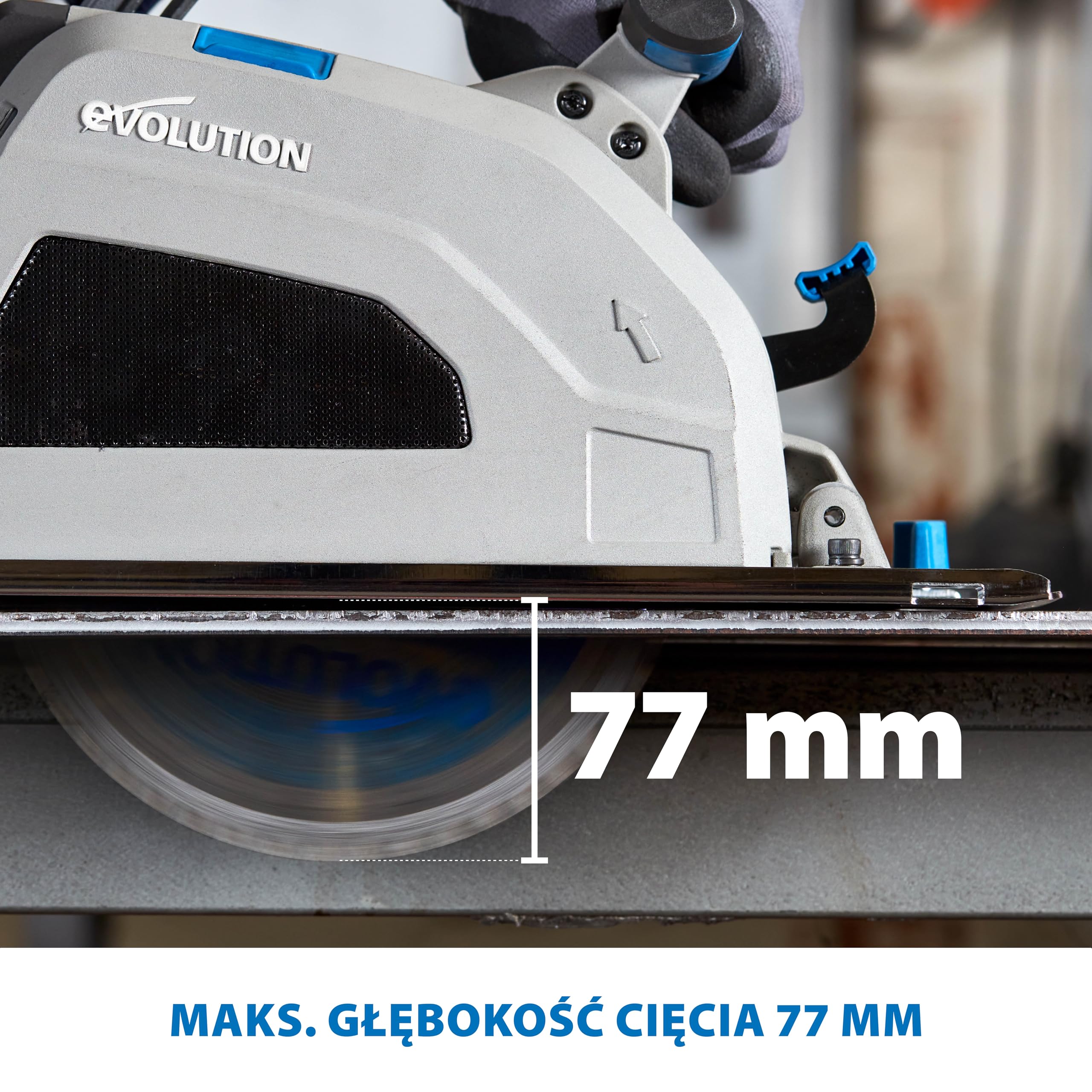 Evolution Piła Tarczowa S210CCS | Scie Circulaire Do Metalu 1800 W Z Tarczą Ø 210 mm | Tnie Stal Konstrukcyjną | Kompatybilna Z Szynami | Na Zimno