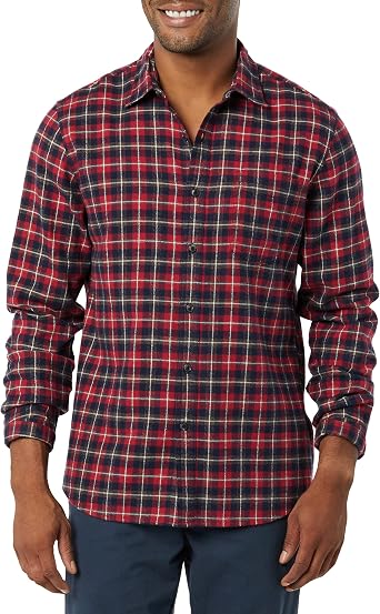 Amazon Essentials Mens Slim-Fit Flannel Shirt, Long Sleeve Button Down Plaid