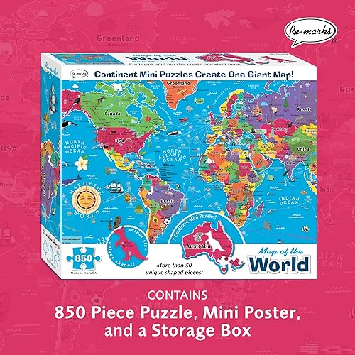 Miniatura 2 de Rompecabezas de lujo Re-Marks, mapa del mundo con piezas caprichosas