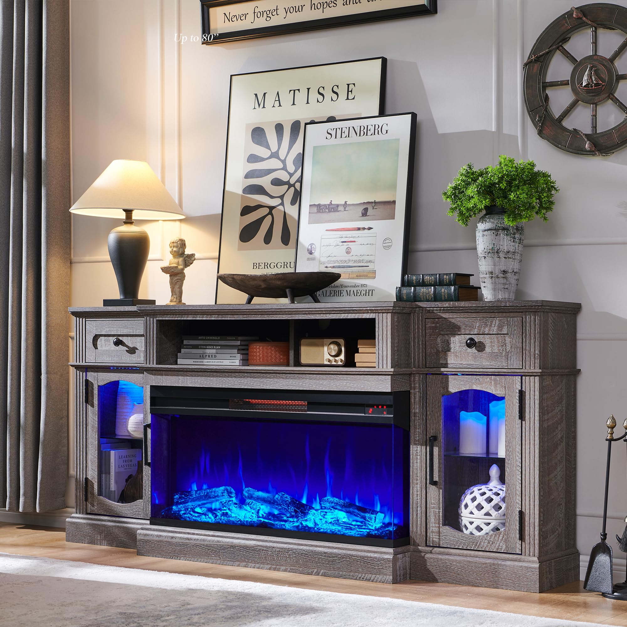 Amazon.com: JXQTLINGMU Farmhouse Fireplace TV Stand for TVs