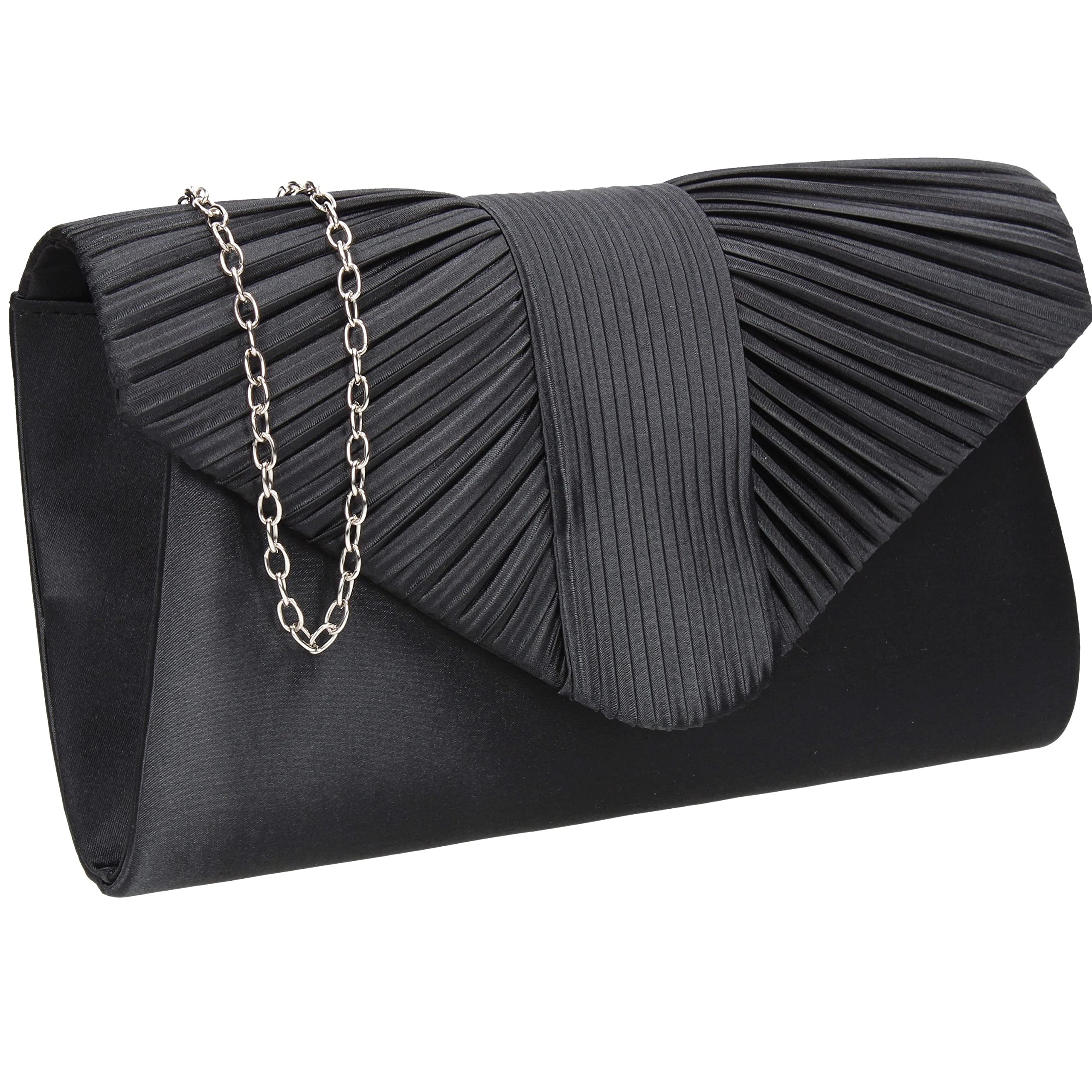 SwankySwans Sophie Womens Satin Party Prom Wedding Evening Clutch Bag Purse (Black)