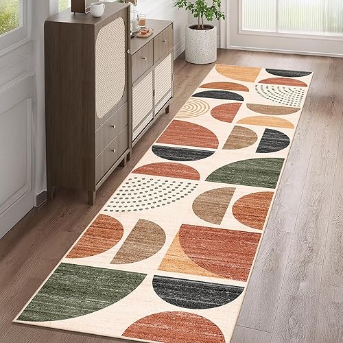 Miniatura 16 de MUJOO Alfombra Bohemia Lavable, Alfombras de Área de 4x6.5 pies para Dormitorio Sala de Estar Mesita de Noche Oficina, Alfombra de Piso Orage y