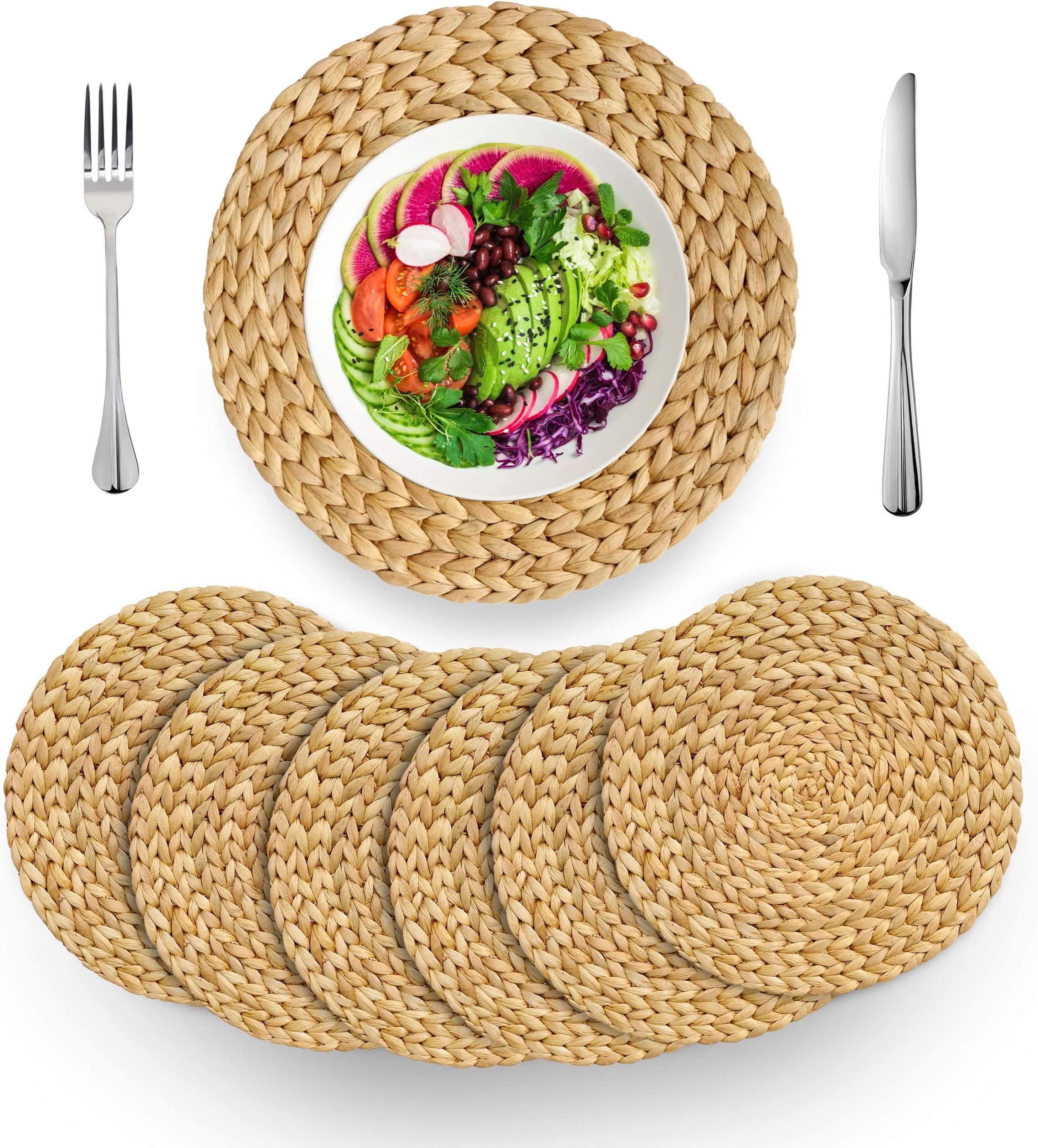 Tanlade Round Placemats Hand Woven Round Woven Placemats Braided Water Hyacinth