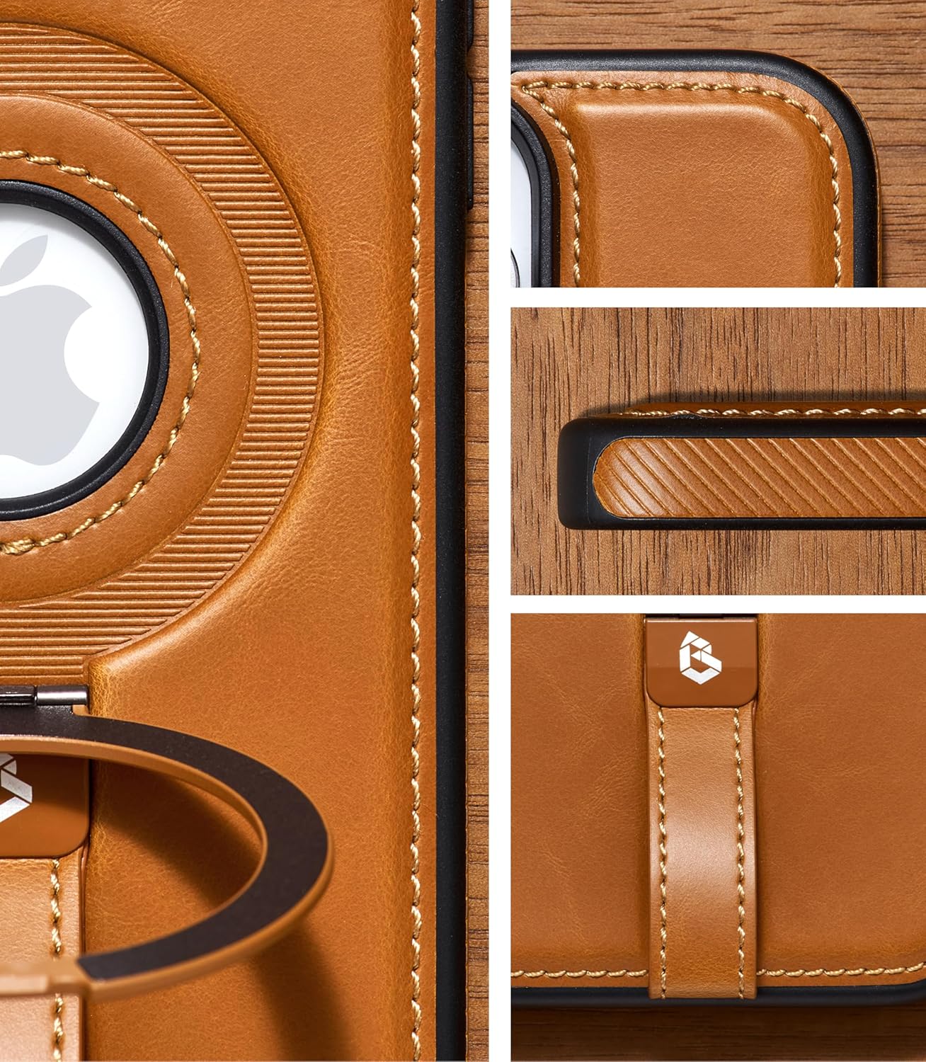 for iPhone 15 Plus/iPhone 14 Plus Leather Case with Stand, Anti-Slip Grip Ring, Fits for MagSafe (Brown, IP15/14 Plus-6.7inch) - Image 2