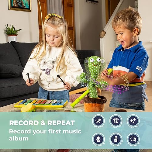 Miniatura 4 de Chuchik Juguete de cactus parlante bailarín para bebés 60 canciones el juguete de cactus cantante con 3 trajes intercambiables juguete de cactus de