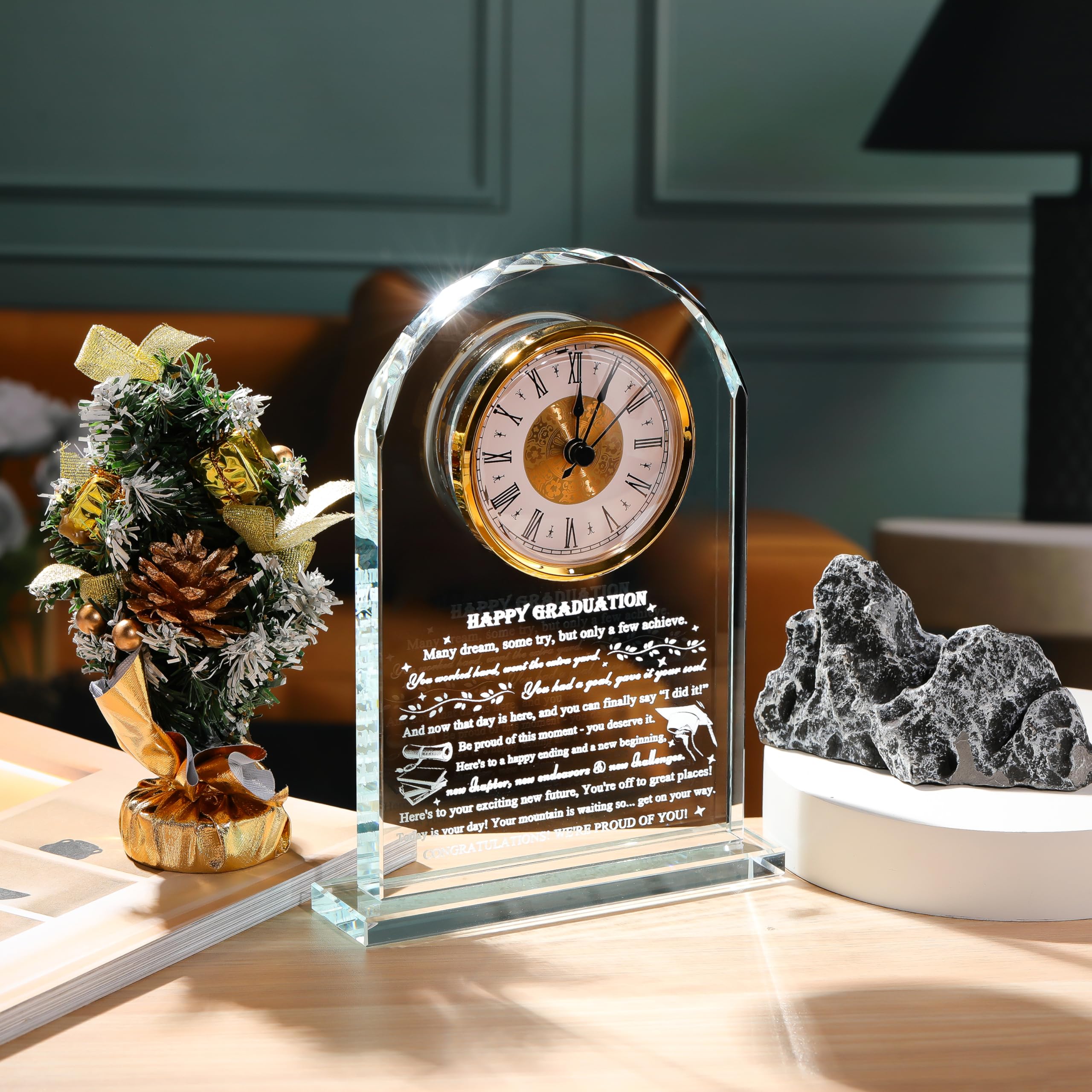 Qianwei Graduation Gift for Her Him - Crystal Clock Class of 2026