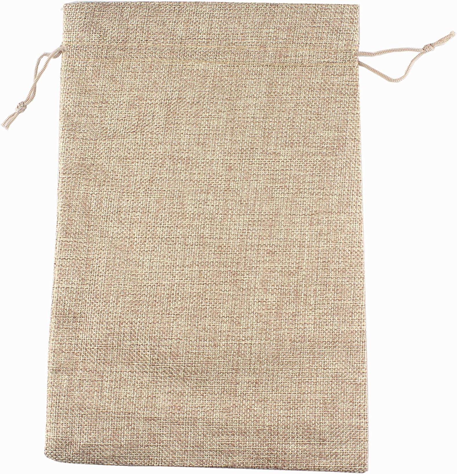 QIANHAILIZZ10 Pack 8 x 12 Inch Linen Drawstring Bags Burlap Jewelry Gift Pouch Candy Pouch Flax Drawstring Wedding Favor Bags