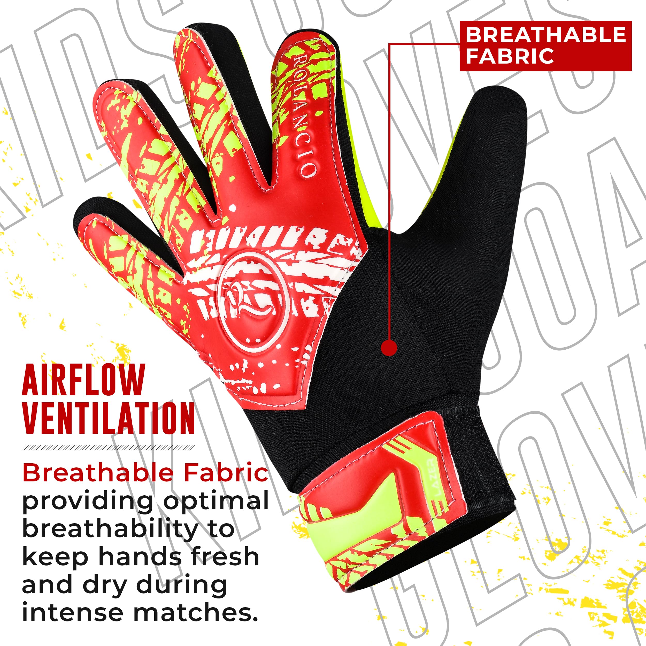 ROLANCIO Goalkeeper Gloves, Yellow, 05 - Image 2