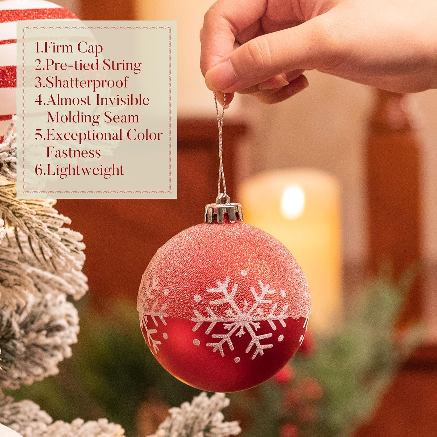 Valery Madelyn Christmas Ornaments Tree Decorations Set, 16ct Red and White Shatterproof Large Christmas Ball Ornaments Bulk, 3.15 Inch Traditional Hanging Ornaments for Xmas Trees Holiday Party Decor
