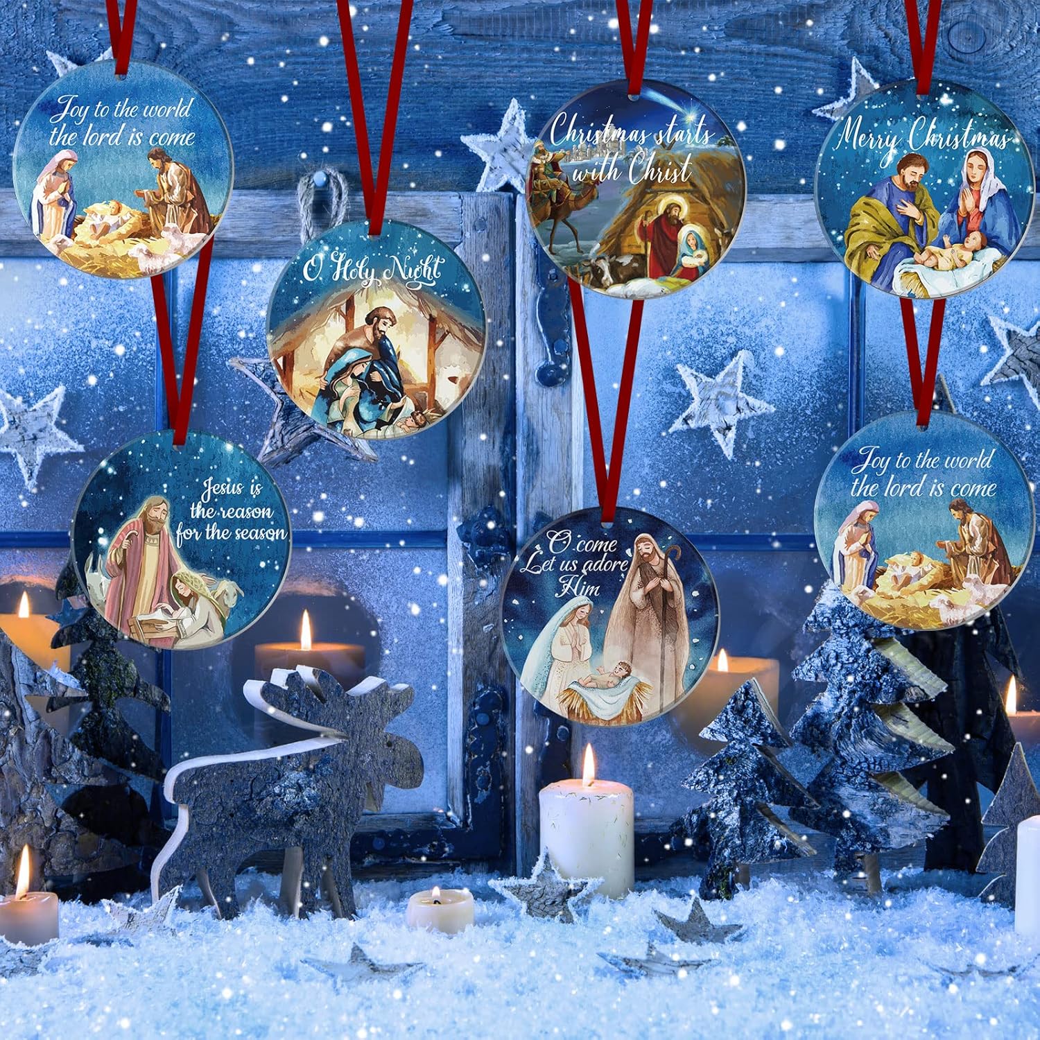 Karenhi 6 Pcs Christmas Nativity Scene Ornaments Jesus Religious Gifts Christmas Ceramic Hanging Ornament Nativity Scene Keepsake The Birth of Jesus Decoration - Image 6