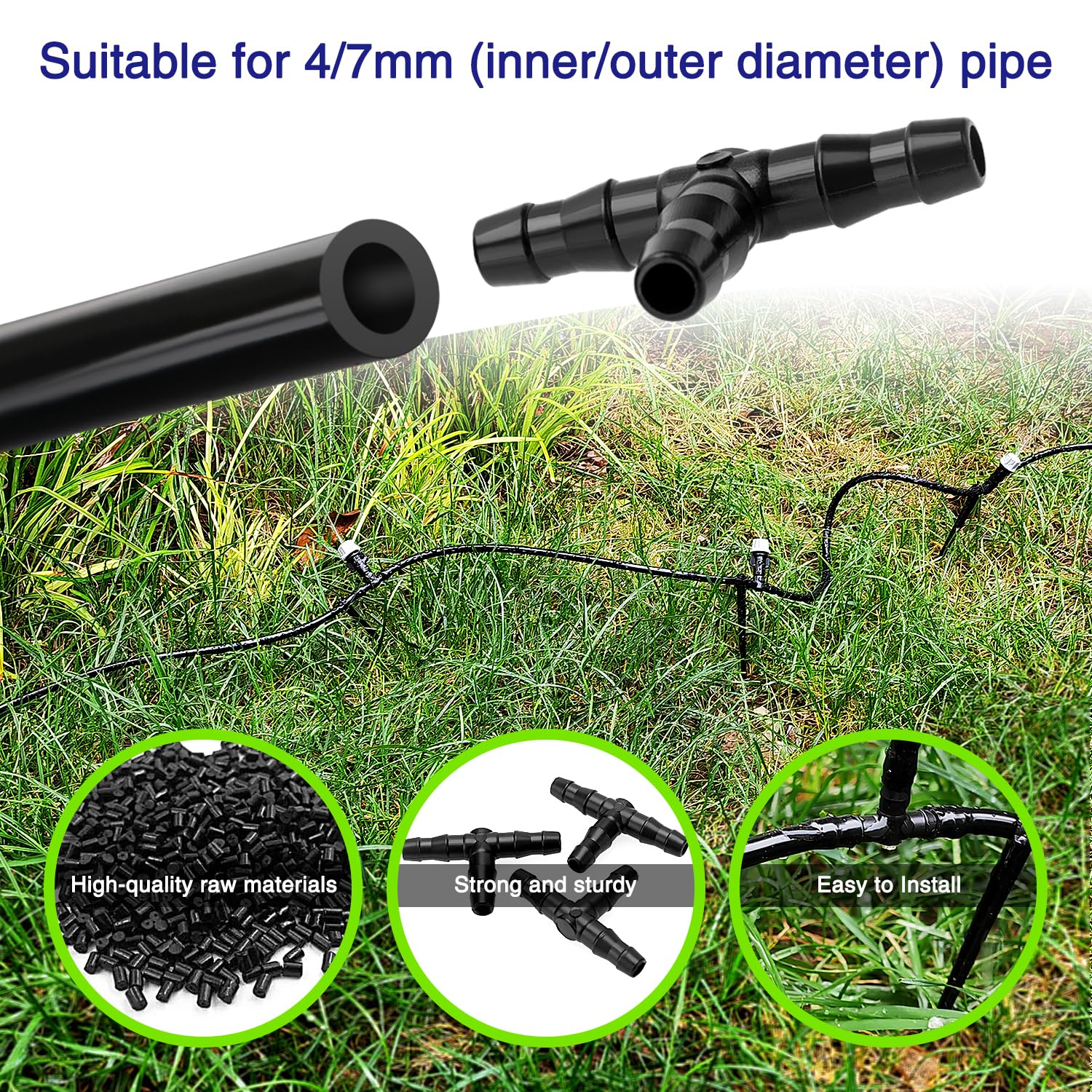 VooGenzek Raccord de Tuyau Tee Plastique 4/7 mm pour Irrigation Jardin Arrosage