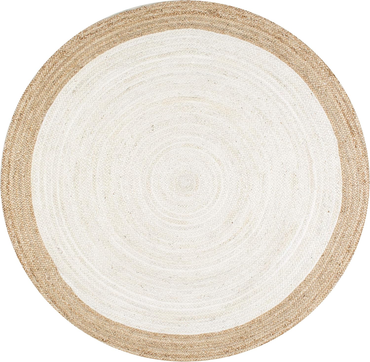 nuLOOM Eleonora Casual Jute Area Rugs, 6' Round, White
