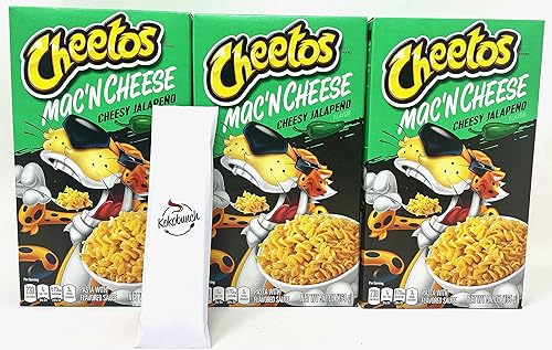 Cheetos Mac N Cheese - Paquete de macarrones con queso jalapeño y queso sabor con kit Kokobunch - 3 unidades