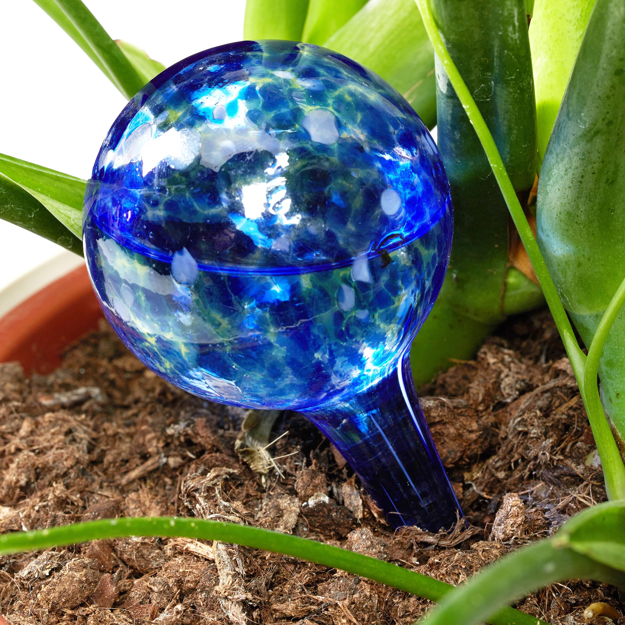 Relaxdays Bulle d’arrosage pour Vos Plantes, en lot Pratique de 4, en Verre, H x D : 15 x 6 cm, Multicolore