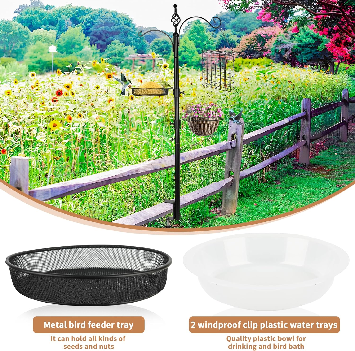 Bird Feeder Pole Deck Hook Bird Feeding Station Kit Bird Feeder Porch Multi Hook Bird Feeders Hanger Premium Bird Bath for Attracting Wild Birds Bird Feeder Planter Hanger